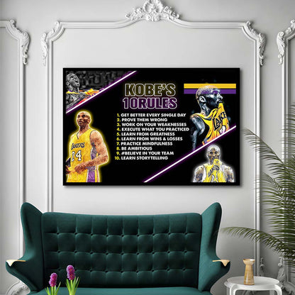 Basketball  #24 Rules Art Print, Framed Art Print Wall Decor, Neon Art Print, Picture Framed