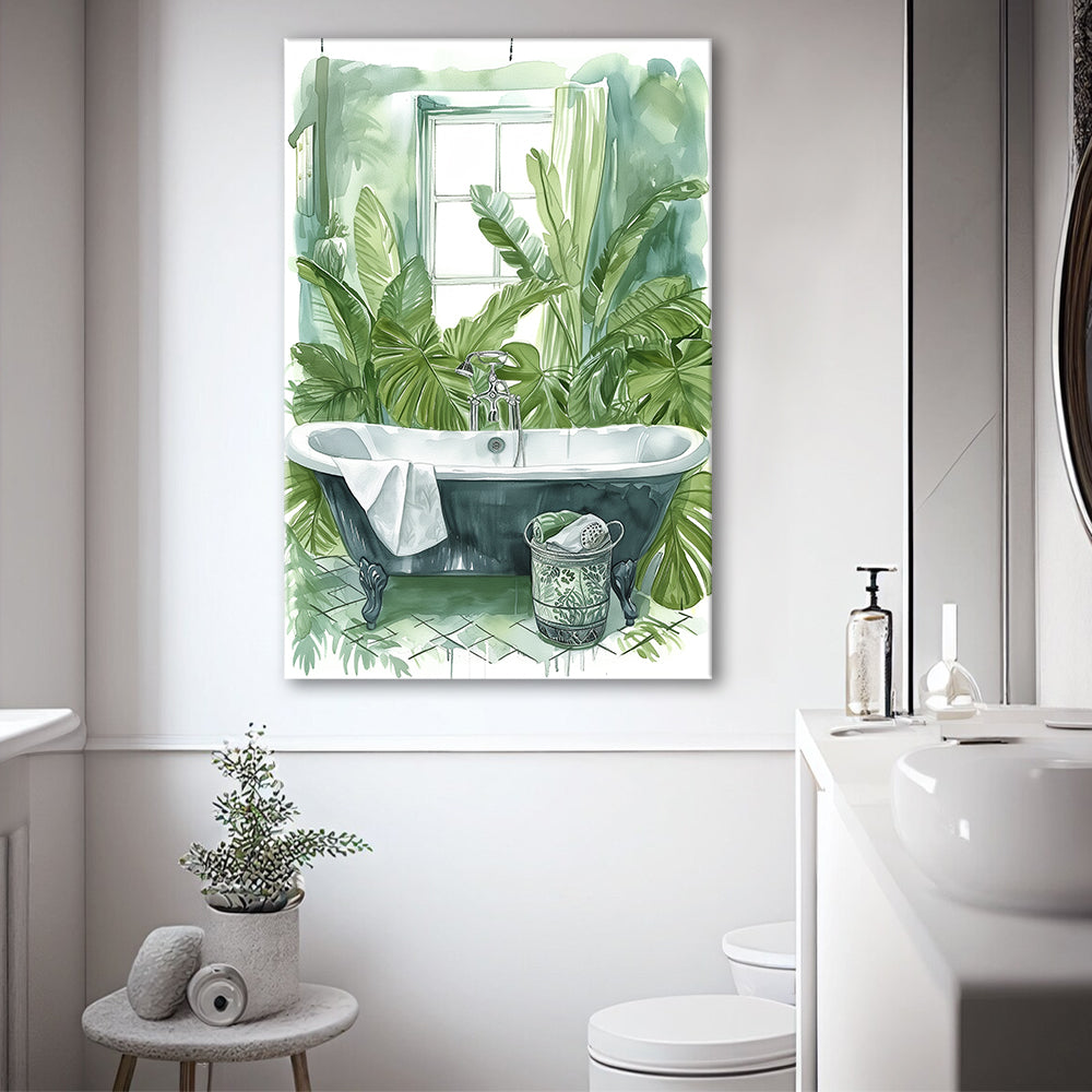 Botanical Tropical Leave Canvas Prints Wall Art, Bathroom Art Decor,