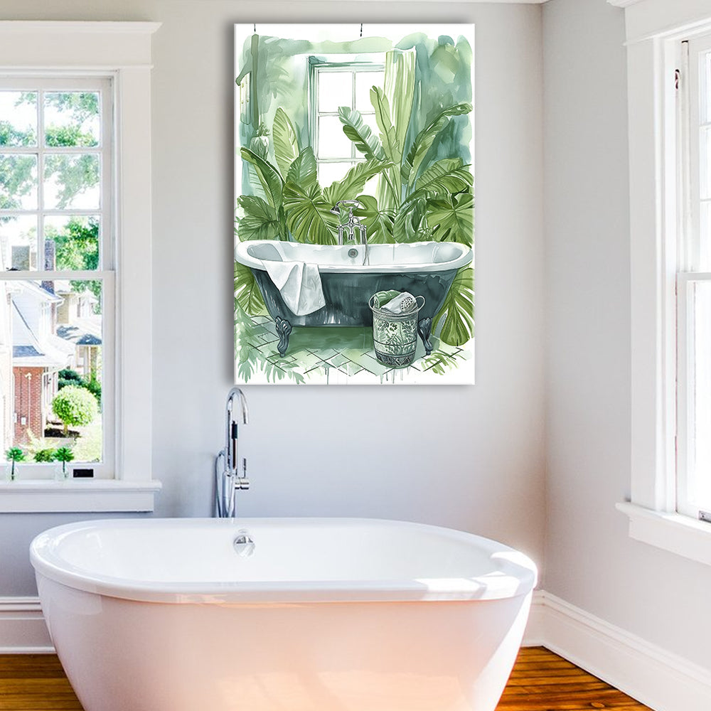 Botanical Tropical Leave Canvas Prints Wall Art, Bathroom Art Decor,