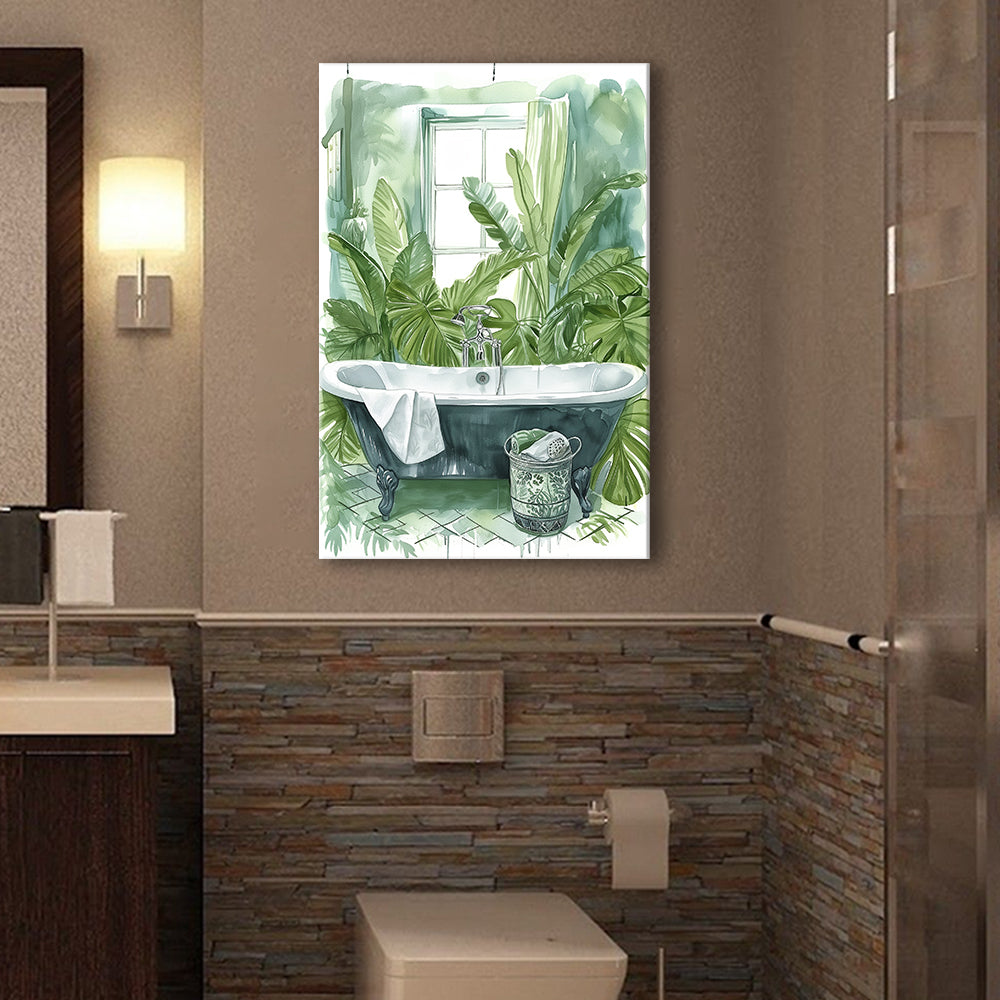 Botanical Tropical Leave Canvas Prints Wall Art, Bathroom Art Decor,