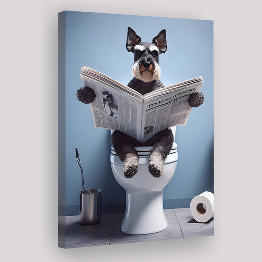 Bathroom Decor art Canvas Prints Wall Art, Miniature Schnauzer art, Funny Bathroom Decor