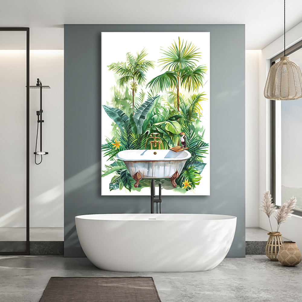 Tropical Leave Canvas Prints Wall Art, Bathroom Art Decor,