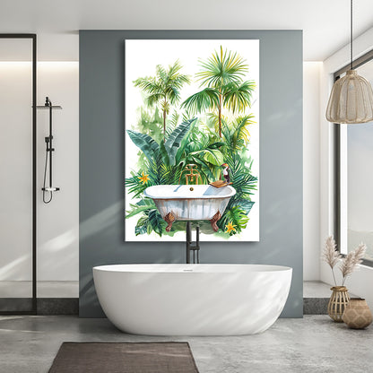 Tropical Leave Canvas Prints Wall Art, Bathroom Art Decor,