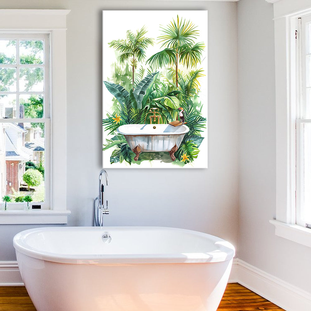 Tropical Leave Canvas Prints Wall Art, Bathroom Art Decor,