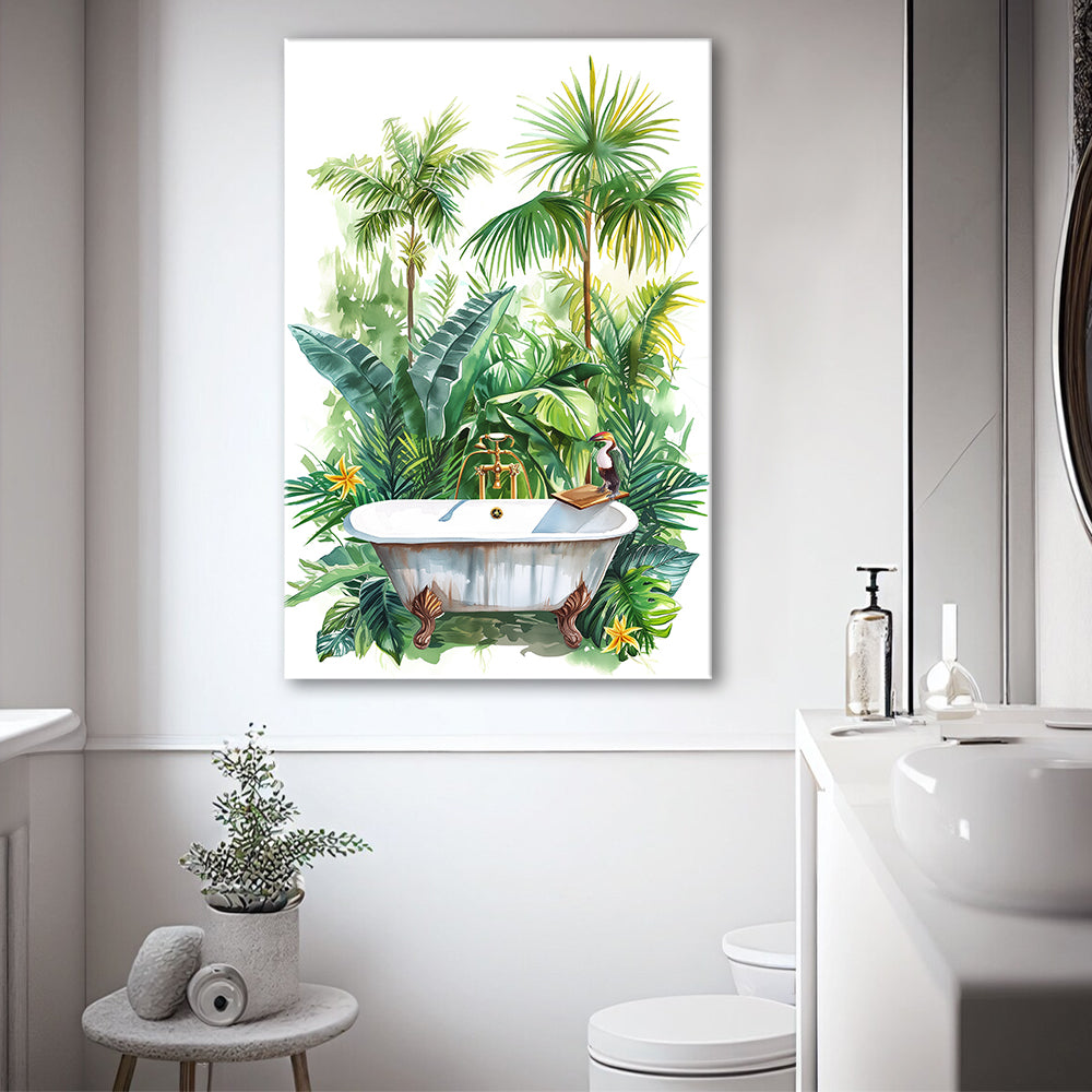 Tropical Leave Canvas Prints Wall Art, Bathroom Art Decor,