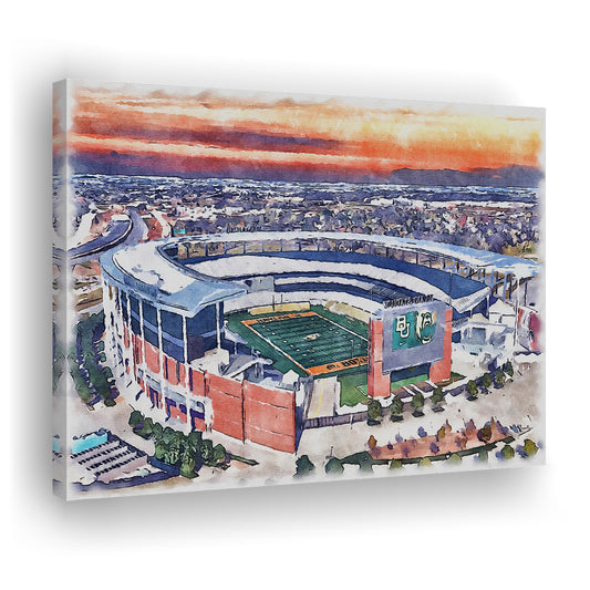 Baylor Bears, McLane Painting Stadium Watercolor, Sport Art, Gifts for him, Canvas Print Wall Art