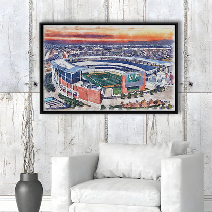 Baylor Bears, McLane Painting Stadium Watercolor, Sport Gift Art, Framed Canvas Print Wall Art