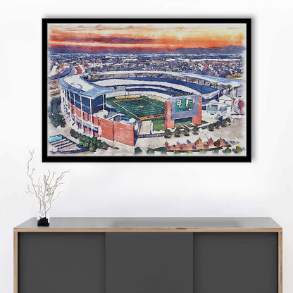 Baylor Bears, McLane Painting Stadium Watercolor, Sport Gift Art, Framed Art Print Wall Decor