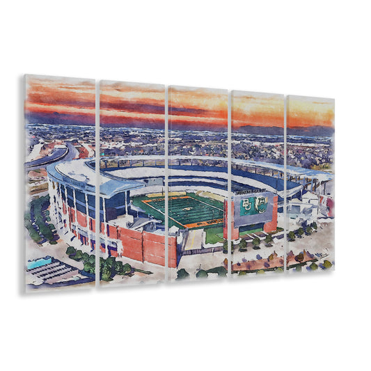 Baylor Bears, McLane Painting Stadium Watercolor, Sport Art, Extra Large Canvas Print Wall Art