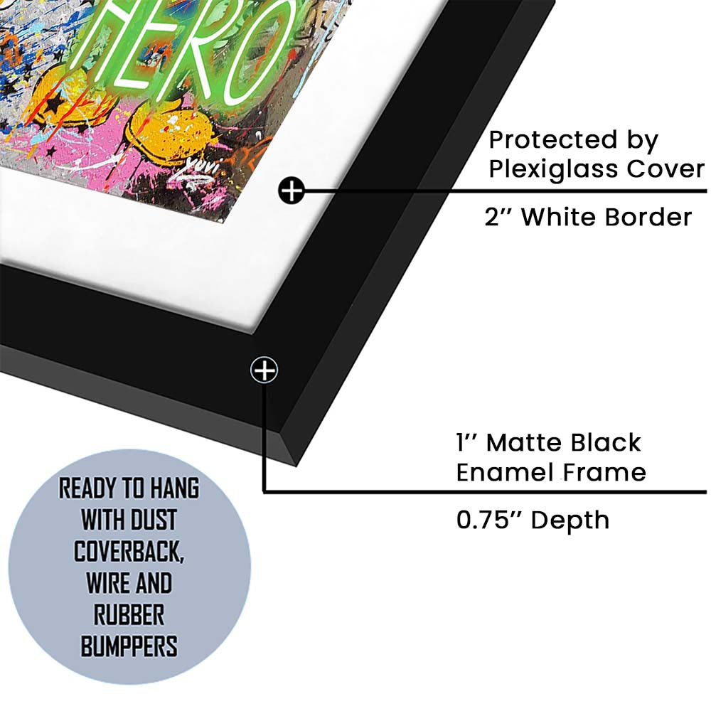 Be A Hero Art Print, Framed Art Print Wall Decor, White Border, Framed Picture