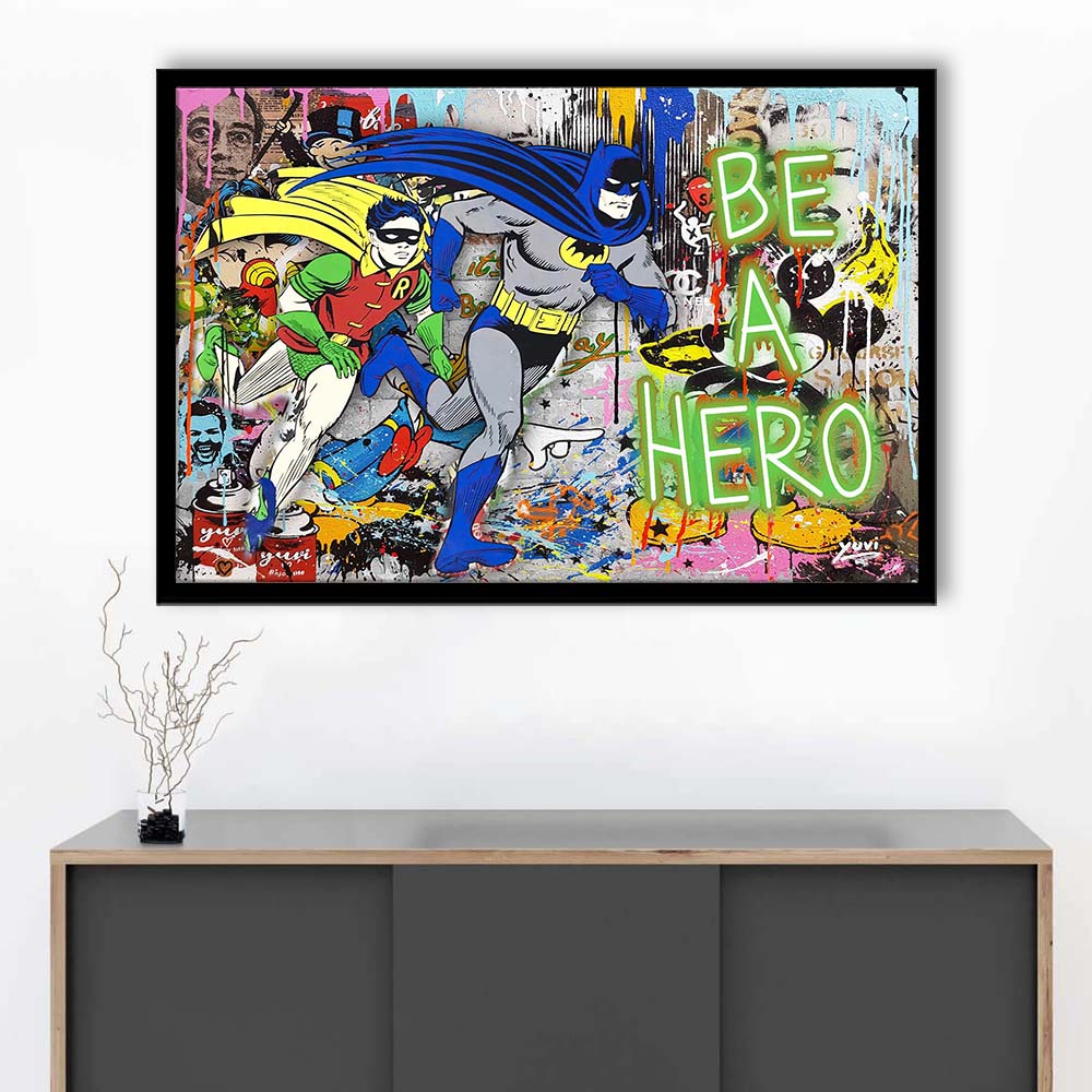 Be A Hero Art Print, Framed Art Print Wall Decor, Neon Art Print, Picture Framed