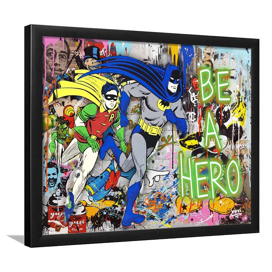 Be A Hero Art Print, Framed Art Print Wall Decor, Neon Art Print, Picture Framed