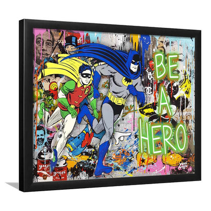 Be A Hero Art Print, Framed Art Print Wall Decor, Neon Art Print, Picture Framed