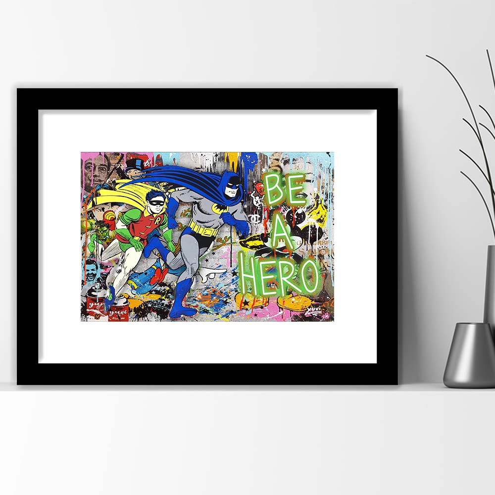 Be A Hero Art Print, Framed Art Print Wall Decor, White Border, Framed Picture