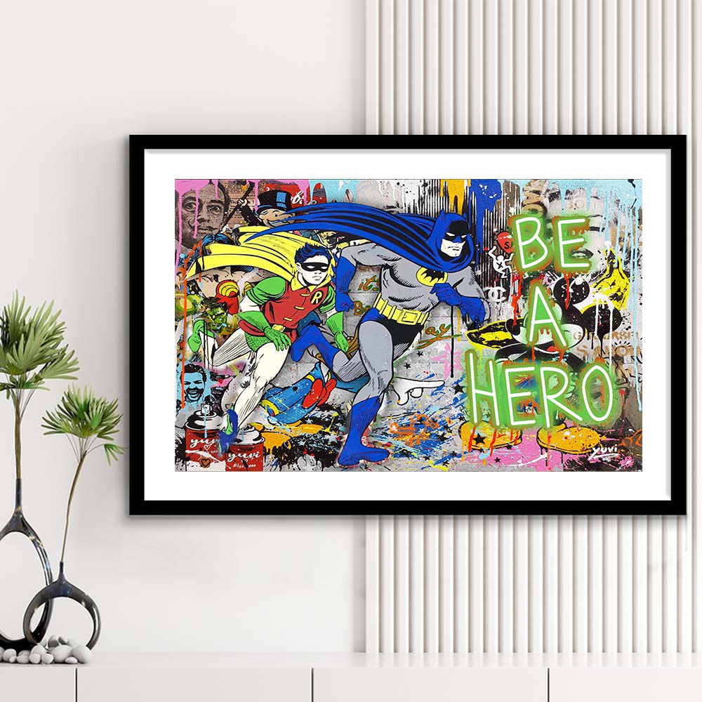 Be A Hero Art Print, Framed Art Print Wall Decor, White Border, Framed Picture