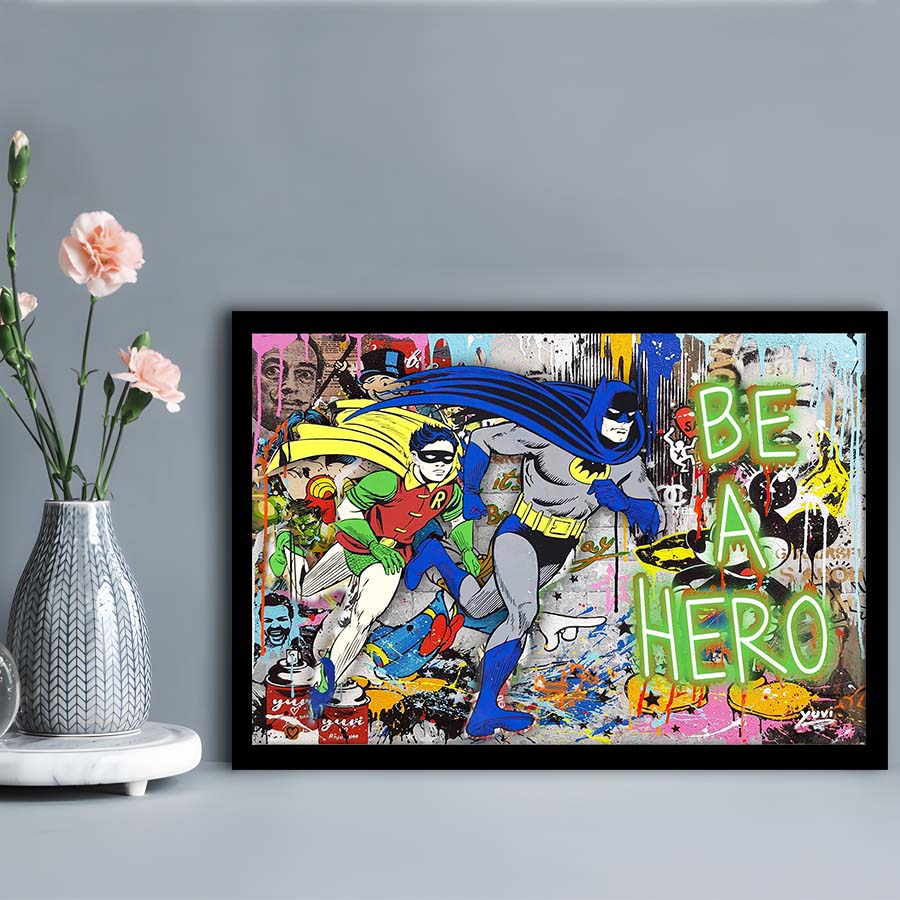 Be A Hero Art Print, Framed Art Print Wall Decor, Neon Art Print, Picture Framed