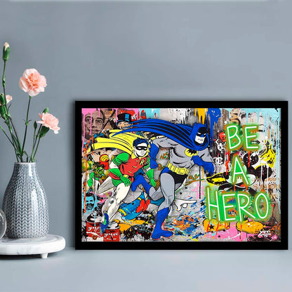 Be A Hero Art Print, Framed Art Print Wall Decor, Neon Art Print, Picture Framed
