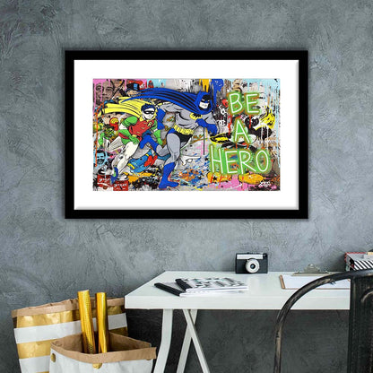 Be A Hero Art Print, Framed Art Print Wall Decor, White Border, Framed Picture