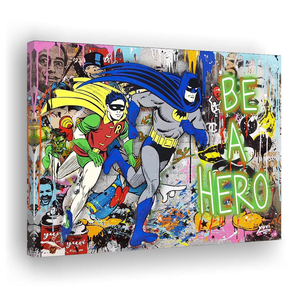Be A Hero Art Print, Canvas Print Wall Art, Wall Decor, Neon Effect Art