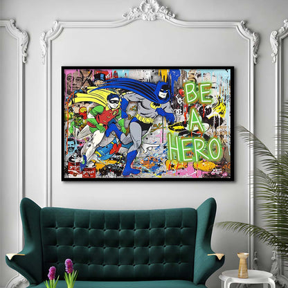 Be A Hero Art Print, Framed Art Print Wall Decor, Neon Art Print, Picture Framed