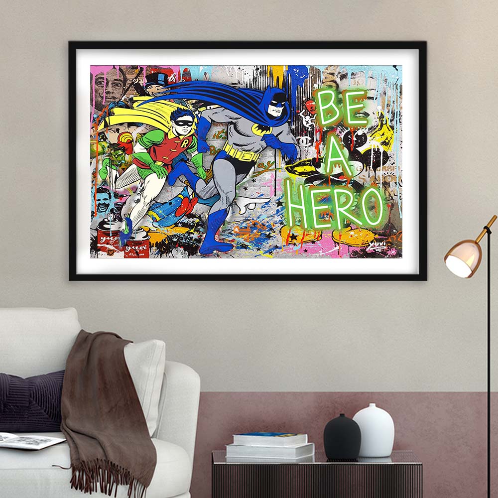 Be A Hero Art Print, Framed Art Print Wall Decor, White Border, Framed Picture