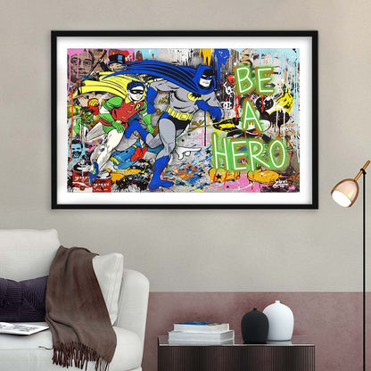 Be A Hero Art Print, Framed Art Print Wall Decor, White Border, Framed Picture