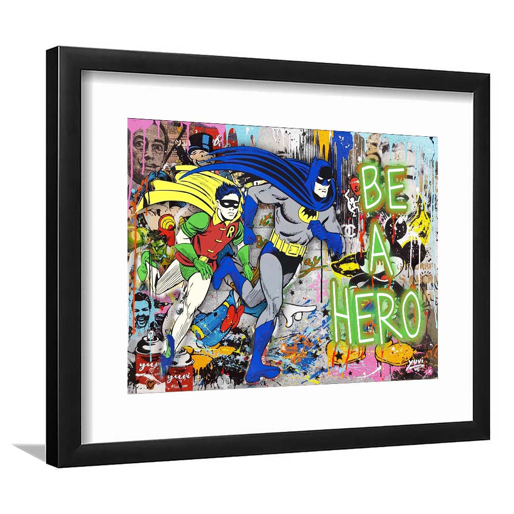Be A Hero Art Print, Framed Art Print Wall Decor, White Border, Framed Picture