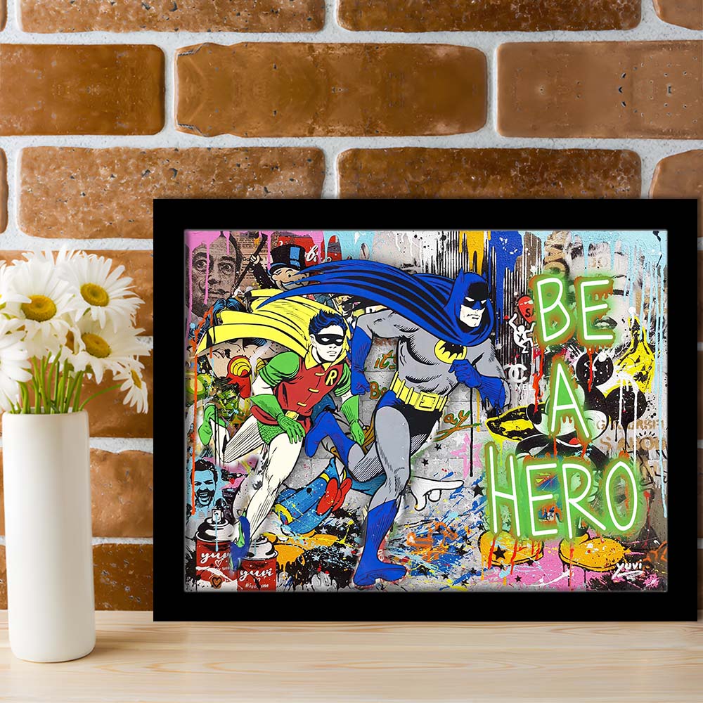Be A Hero Art Print, Framed Art Print Wall Decor, Neon Art Print, Picture Framed