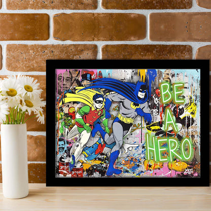 Be A Hero Art Print, Framed Art Print Wall Decor, Neon Art Print, Picture Framed