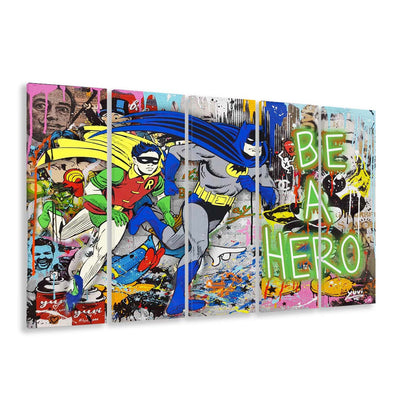 Be A Hero Art Print, Extra Large 5 Panels Multi Canvas Print Wall Art, Home Decor