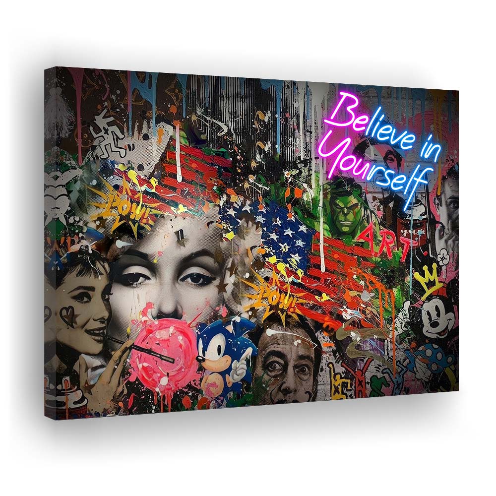 Be You, Believe In Yourself Art Print, Canvas Print Wall Art, Wall Decor, Neon Effect Art