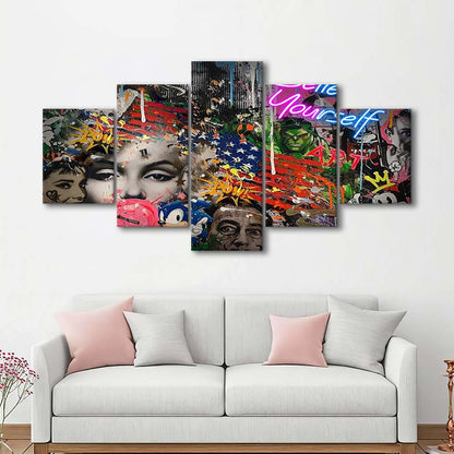 Be You, Believe In Yourself Art Print, 5 Panel Mixed Canvas Print Wall Art, Home Decor, Neon Canvas