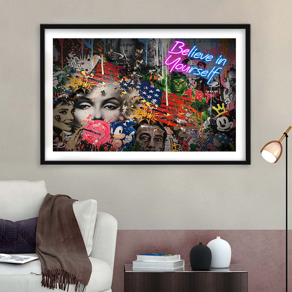 Be You, Believe In Yourself Art Print, Framed Art Print Wall Decor, White Border, Framed Picture