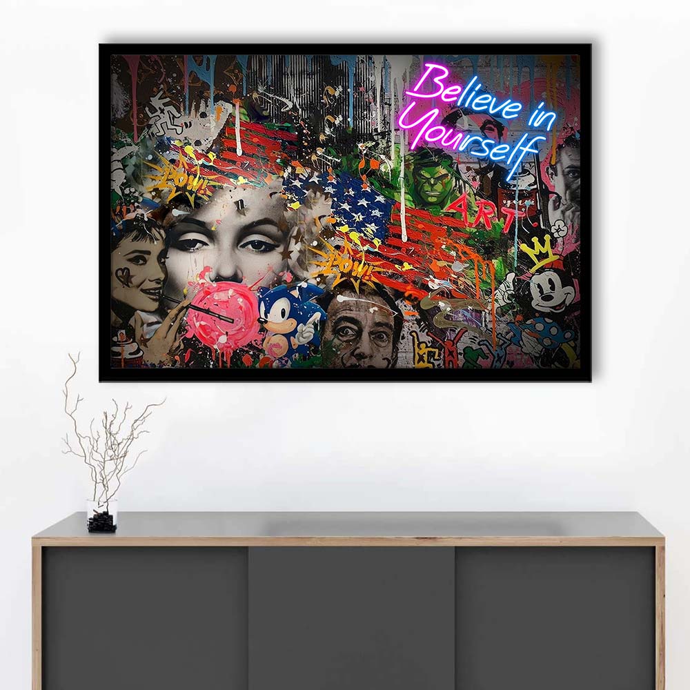 Be You, Believe In Yourself Art Print, Framed Art Print Wall Decor, Neon Art Print, Picture Framed