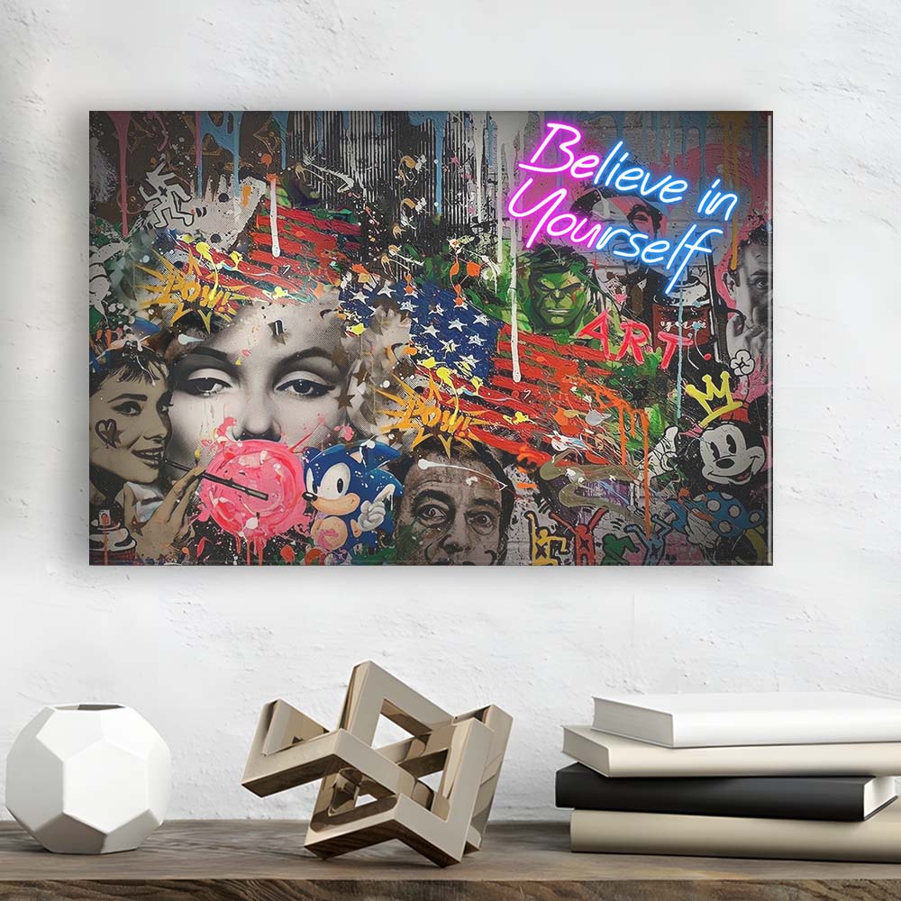 Be You, Believe In Yourself Art Print, Canvas Print Wall Art, Wall Decor, Neon Effect Art
