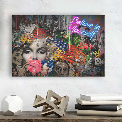 Be You, Believe In Yourself Art Print, Canvas Print Wall Art, Wall Decor, Neon Effect Art