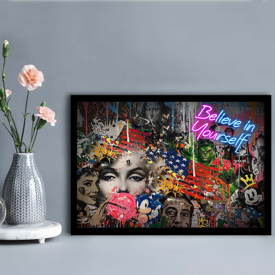 Be You, Believe In Yourself Art Print, Framed Art Print Wall Decor, Neon Art Print, Picture Framed