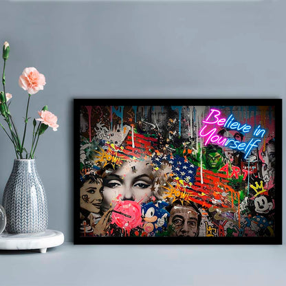 Be You, Believe In Yourself Art Print, Framed Art Print Wall Decor, Neon Art Print, Picture Framed