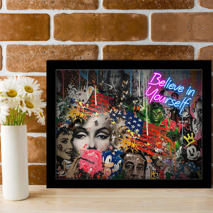 Be You, Believe In Yourself Art Print, Framed Art Print Wall Decor, Neon Art Print, Picture Framed