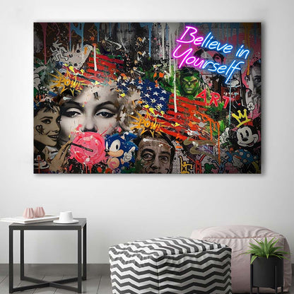 Be You, Believe In Yourself Art Print, Canvas Print Wall Art, Wall Decor, Neon Effect Art