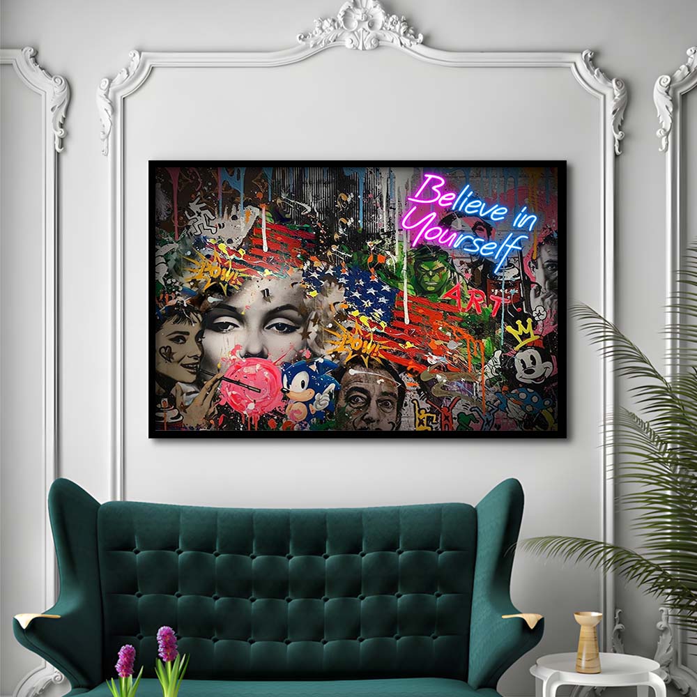 Be You, Believe In Yourself Art Print, Framed Art Print Wall Decor, Neon Art Print, Picture Framed