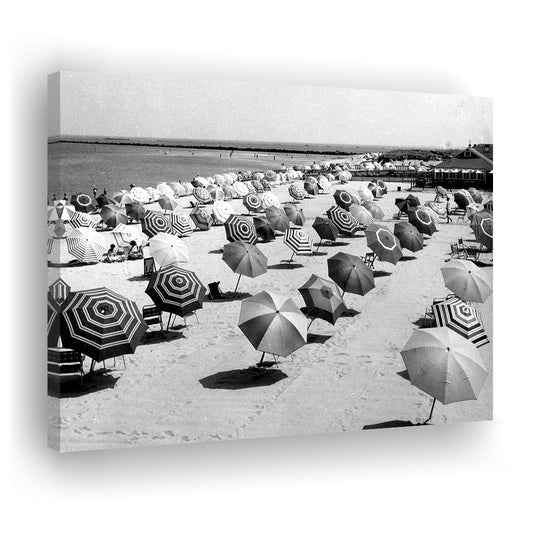 Beach Umbrella in Hawaii, Black and White, Summer Wall Art, Beach House Decor, Canvas Print Wall Art Decor