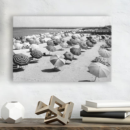 Beach Umbrella in Hawaii, Black and White, Summer Wall Art, Beach House Decor, Canvas Print Wall Art Decor