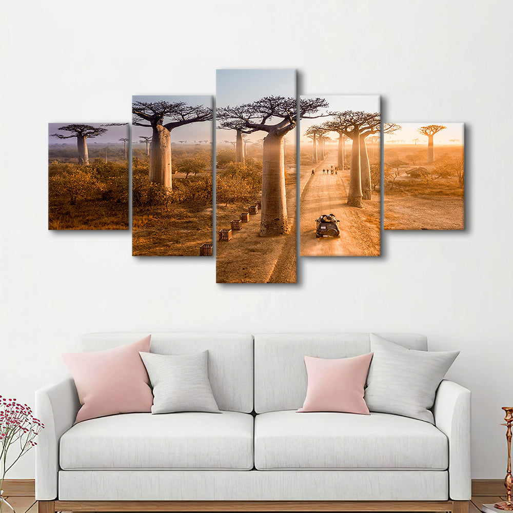 Beautiful Baobab Trees Photo ,Trees Canvas Wall Art, Trees Canvas Wall Decor, 5 Piece Large Cavas Print Wall Art