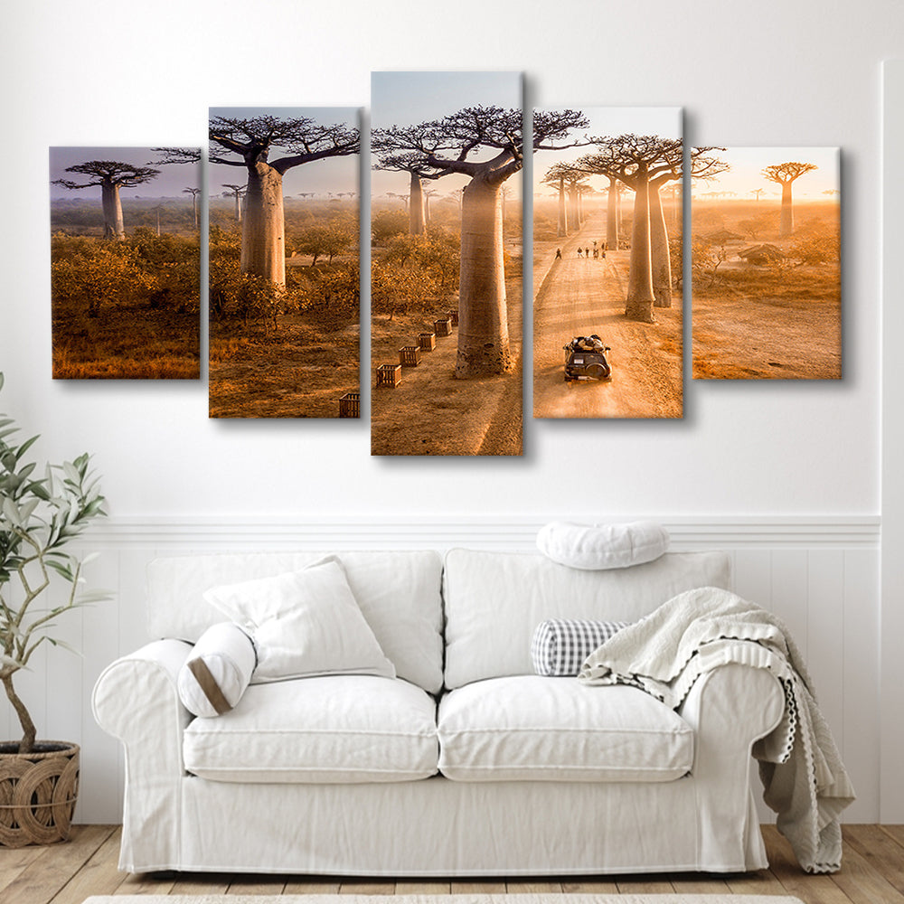 Beautiful Baobab Trees Photo ,Trees Canvas Wall Art, Trees Canvas Wall Decor, 5 Piece Large Cavas Print Wall Art