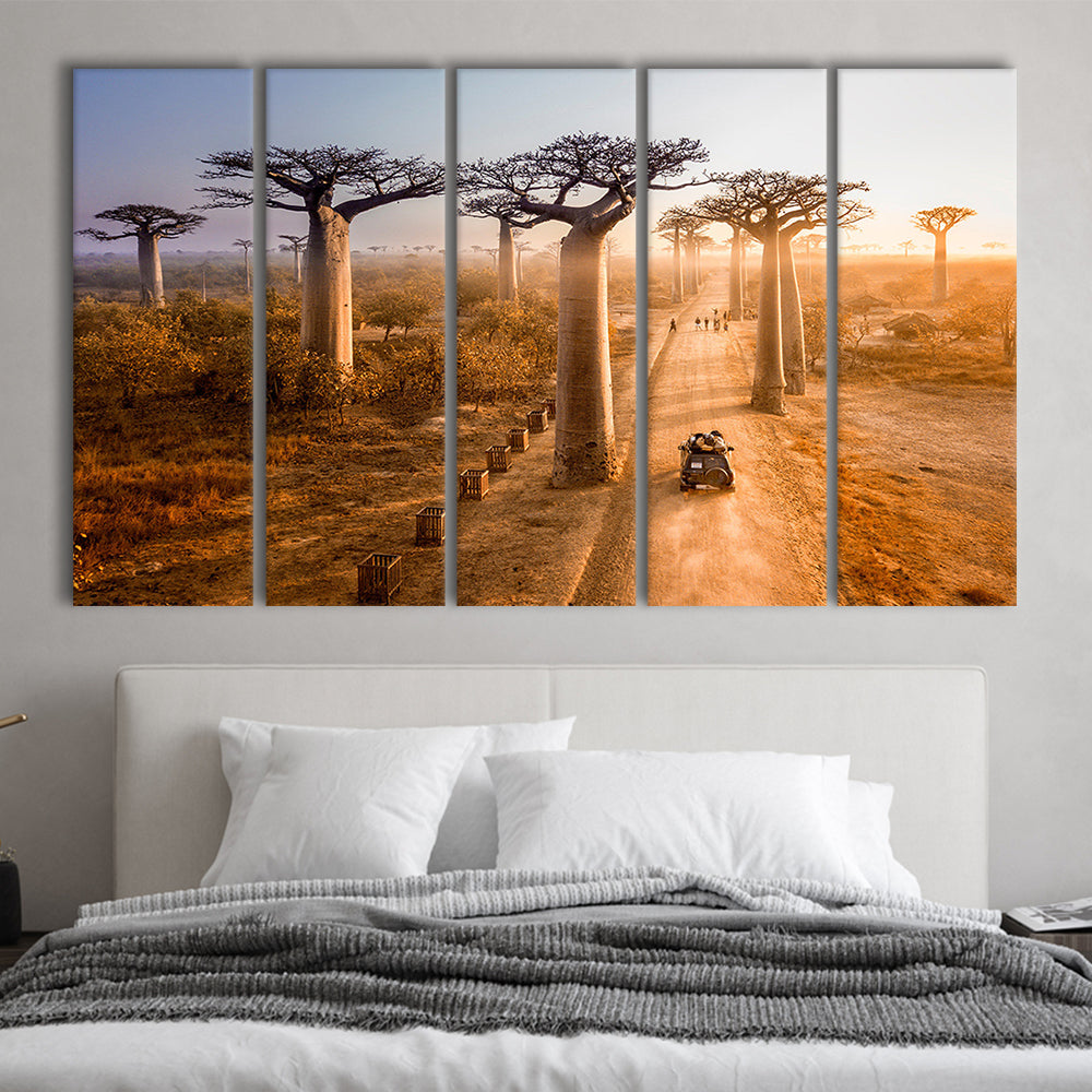 Beautiful Baobab Trees Photo ,Trees Canvas Wall Art, Trees Canvas, 5 Piece B Extra Large Cavas Print Wall Art Decor