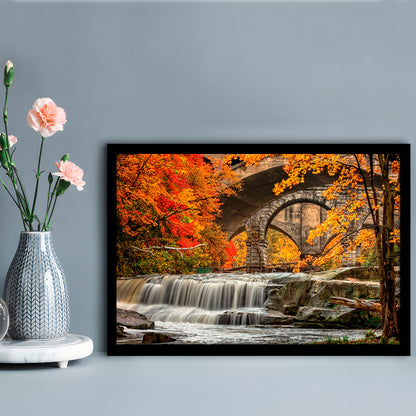 Beautiful Berea Falls In Autumn Ohio LargeArt Prints, Framed Art Print, Picture Framed