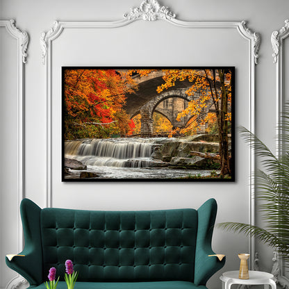 Beautiful Berea Falls In Autumn Ohio LargeArt Prints, Framed Art Print, Picture Framed
