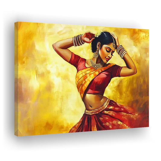 Beautiful Indian Wall Art, Woman Dancing Canvas Print, Extra Large India Wall Decor, Cavas Print Wall Art Hom Decor