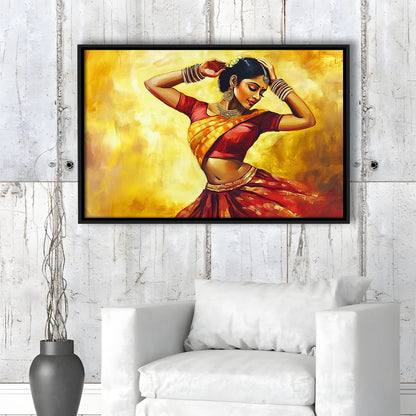 Beautiful Indian Wall Art, Woman Dancing Canvas Print, Extra Large Wall Decor, Framed Cavas Print, Floating Frame